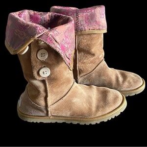 UGG Australia Women's 3387 Lo Pro Button Fold Over Chestnut Boots Size 6